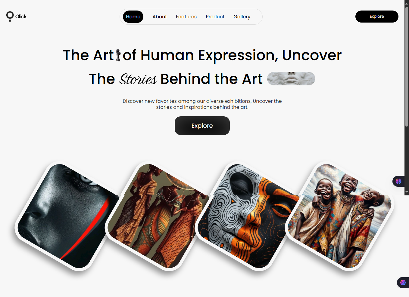 Qlick Art Landing Page